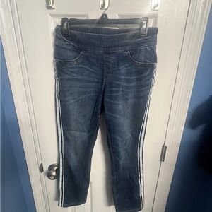 Women's Blue Jeans with White and Blue Stripes